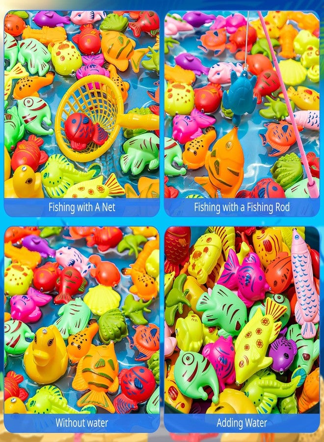 LHSYFBZ 62Pcs Magnetic Fishing Game for Kids, Bathtub Kiddie Party Toy, Plastic Floating Fish with Pole Rod Net, Bath Toys for Kids Ages 4-8 - Image 2